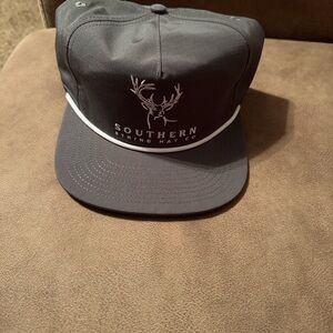 Southern String Hat Co. Dark Gray Snapback Hat with White Piping